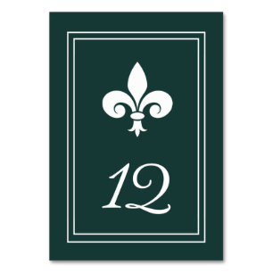 Emerald Grönt Fleur de Lis Bordsnummer Card