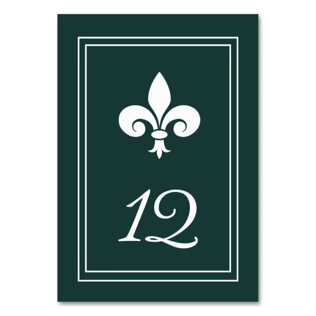 Emerald Grönt Fleur de Lis Bordsnummer Card (Framsidan)