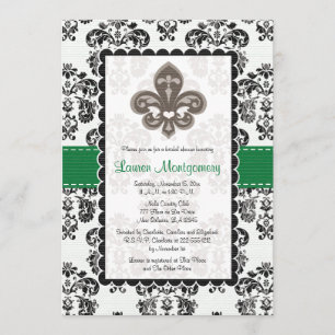 Emerald Grönt Fleur de Lis Möhippa Inbjudningar