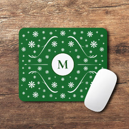 Emerald Grönt Flower Power Monogram Mouse Pad Musmatta