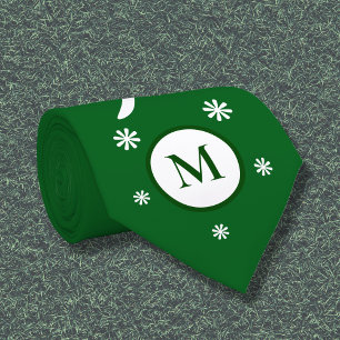 Emerald Grönt Flower Power Monogram Neck Tie Slips