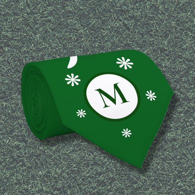 Emerald Grönt Flower Power Monogram Neck Tie Slips (Emerald Green Flower Power Monogram Neck Tie)