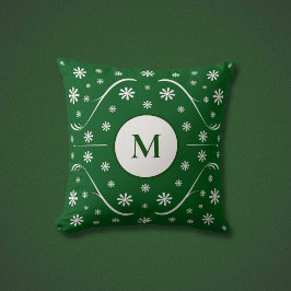 Emerald Grönt Flower Power Monogram Pillow Kudde