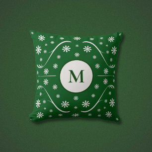 Emerald Grönt Flower Power Monogram Pillow Kudde