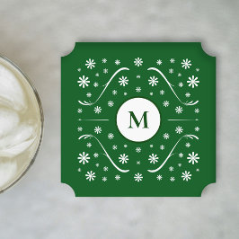 Emerald Grönt Flower Power Monogram Underlägg