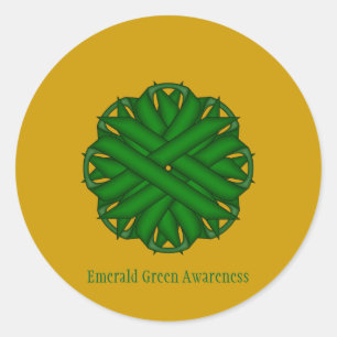 Emerald Grönt Flower Ribbon av Kenneth Yoncich Runt Klistermärke
