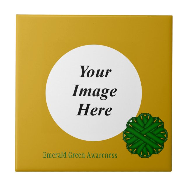 Emerald Grönt Flower Ribbon Template by K Yoncich Kakelplatta (Framsidan)