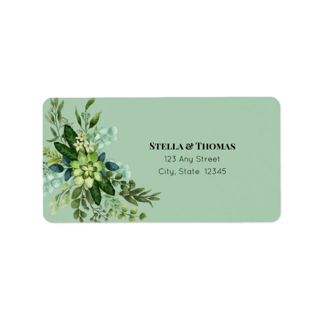 Emerald Grönt Flowers Adressetiketter (Framsidan)