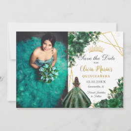 Emerald Grönt Flowers Princess Quinceañera Photo Spara Datumet