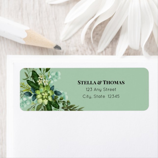 Emerald Grönt Flowers Returetiketter Returadress Etikett (Insitu)