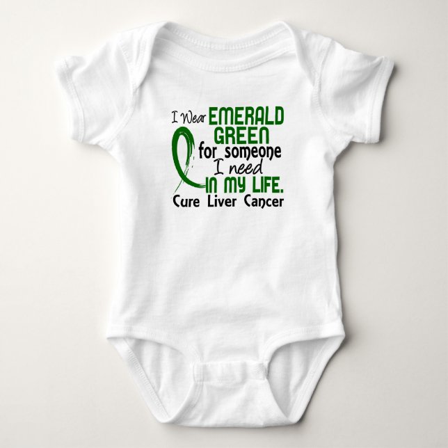 Emerald Grönt för någon jag behöver levercancer T-shirt (Framsida)