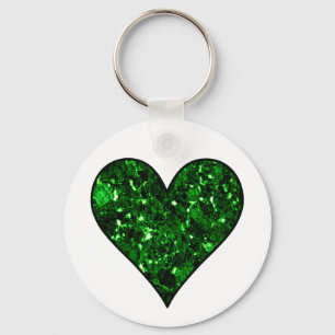 Emerald Grönt Gem Heart Nyckelring