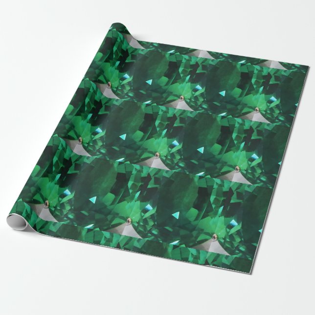 Emerald Grönt Gemstone Wrapping Papper Presentpapper (Utrullad)