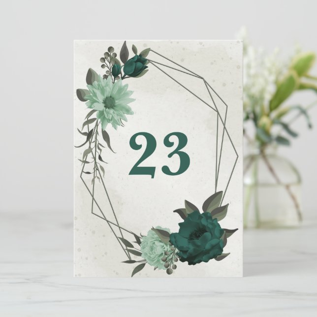 emerald grönt - geometriskt bordsnummer (Stående Fram)