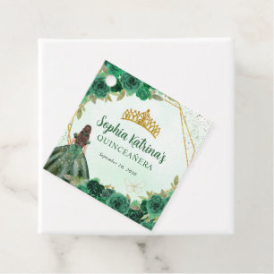 Emerald Grönt Glam Guld Blommigt Princess Tiara Gåvor Etiketter