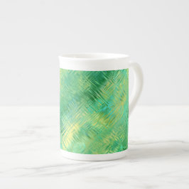 Emerald Grönt Glassy Struktur Benporslin Mugg