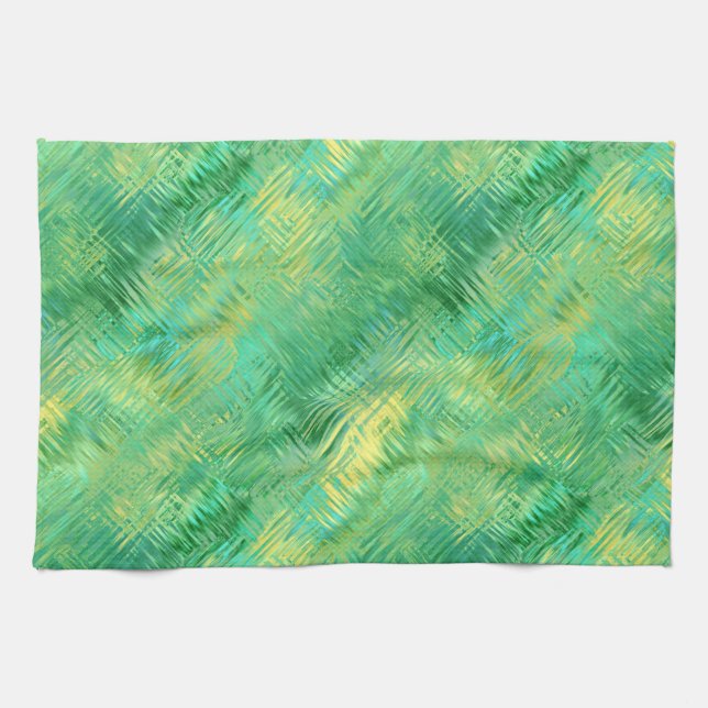 Emerald Grönt Glassy Struktur Kökshandduk (Horisontell)