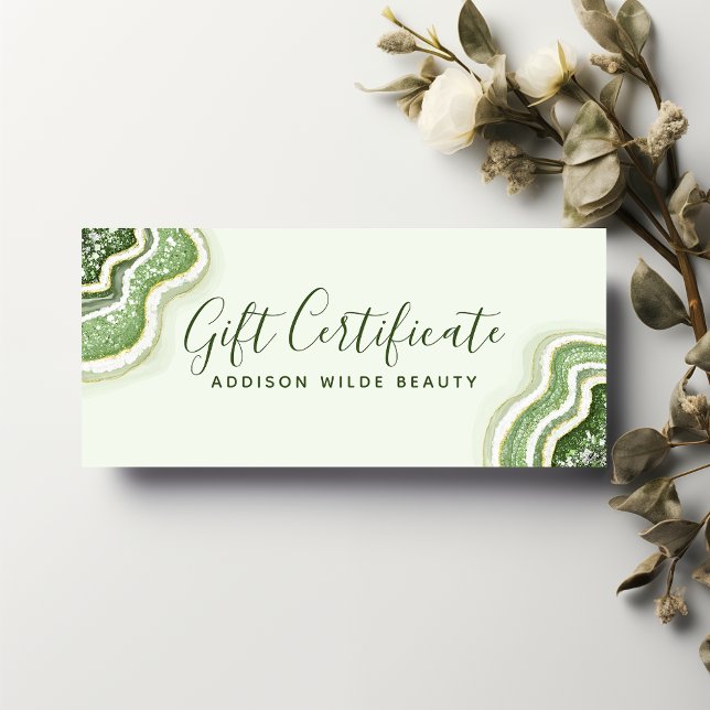 Emerald Grönt Glitter Agate Geode Gift Certificate (Skapare uppladdad)