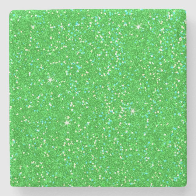 Emerald Grönt Glitter Effect Gnistra Underlägg Sten (Framsidan)