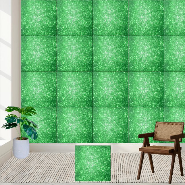 Emerald Grönt Glitter Gnistra Ceramic Tile Kakelplatta (Emerald Green Glitter Sparkle Ceramic Tile)