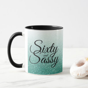 Emerald Grönt Glitter Ombre 60 Sassy 60 Birthday Mugg