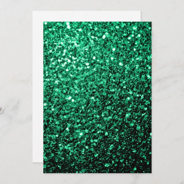 Emerald Grönt glitter sparkles Personalize Inbjudningar (Fram/baksida)