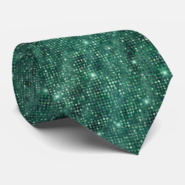 Emerald Grönt Glitter Tie Slips (Rullad)