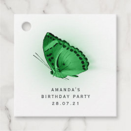 Emerald Grönt Glowing Butterfly and Damask Gåvor Etiketter