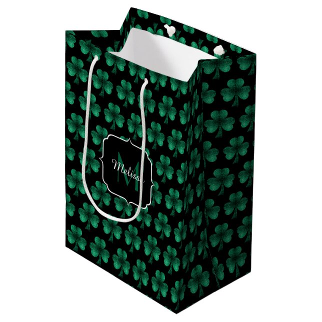 Emerald Grönt Gnistra Shamrock Black Monogram (Framsidan Vinklad)