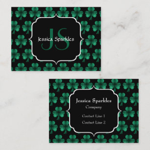 Emerald Grönt Gnistra Shamrock Black Monogram Visitkort