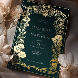 Emerald Grönt Gold Foil Blommigt Bröllop