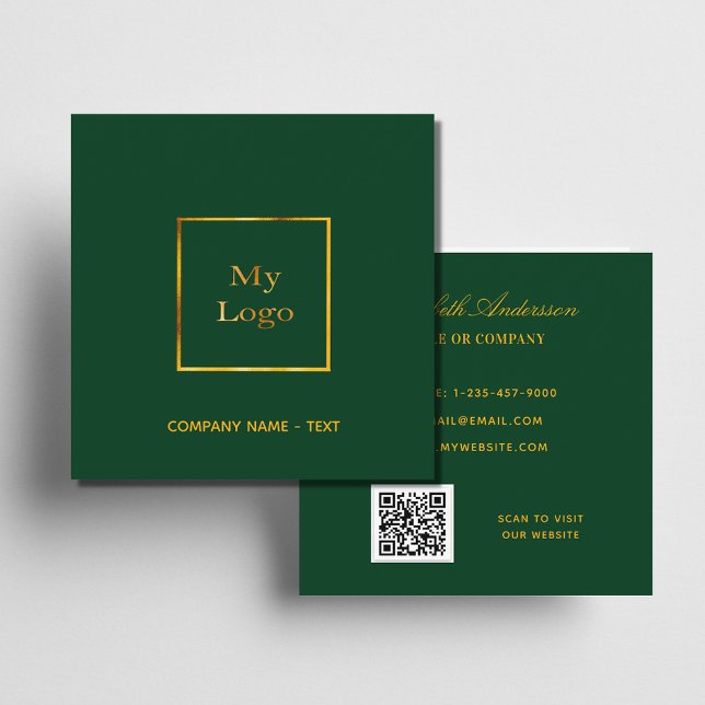 Emerald grönt Grold logotyp QR-kod modern Fyrkantigt Visitkort (Skapare uppladdad)