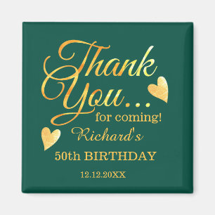 Emerald Grönt Guld 50 Birthday Tack Favor Magnet