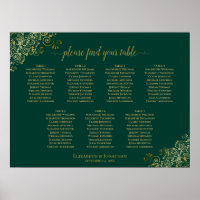 Emerald Grönt & Guld 7 Bord Bröllop sätesdiagram