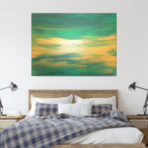Emerald Grönt Guld Abstrakt Art Contemporary  Canvastryck