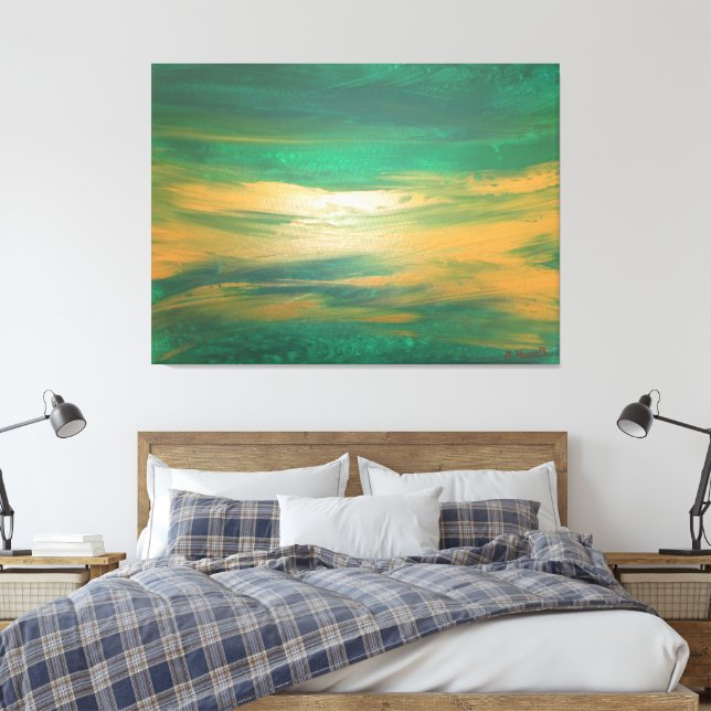 Emerald Grönt Guld Abstrakt Art Contemporary  Canvastryck (Insitu (sovrum))