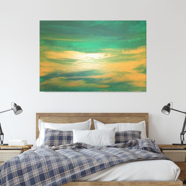 Emerald Grönt Guld Abstrakt Art Contemporary  Canvastryck (Insitu (sovrum))