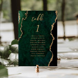 Emerald Grönt Guld Agate Bröllop Bordsnummer<br><div class="desc">Den här eleganten har ett modernt kort för bordsnummer i bröllop en lysande grönt vattenfärgad bakgrund som trimmas med faux guld glitter. Ord "bord" visas i handskriftsskriptet guld-färgad. Lägg till namnen för de gäster som tilldelats varje bord.</div>