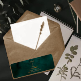 Emerald Grönt Guld Agate Bröllop Returadress Etikett