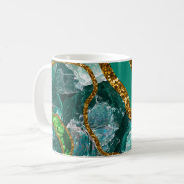 Emerald Grönt & Guld Agate Geode Glitter Kaffemugg