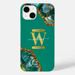 Emerald Grönt & Guld Agate Geode Monogram