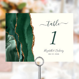 Emerald Grönt Guld Agate Ivory Bröllop Bordsnummer