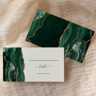 Emerald Grönt Guld Agate Ivory Bröllop Escort Placeringskort