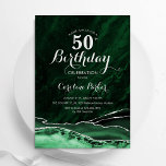 Emerald Grönt Guld Agate Marble 50 Birthday Inbjudningar<br><div class="desc">Emerald grönt och silver agerade 50:e födelsedagsfest inbjudan. Elegantens moderna design med vattenfärgad bakgrund,  faux glitter silver och typsnitt för färgskript. Trendig inbjudan-kortets perfekt för en snyggt kvinnor i firande. Skrivna Zazzle-inbjudningar eller digital utskrivbar mall för omedelbar nedladdning.</div>