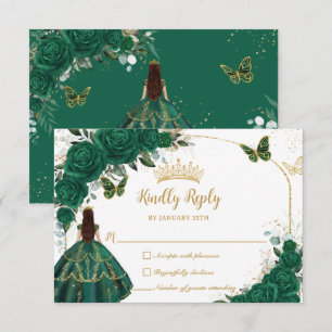 Emerald Grönt Guld Arch Butterflies Quinceañera OSA Kort