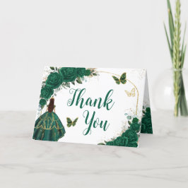Emerald Grönt Guld Arch Butterflies Quinceañera Tack Kort