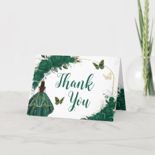 Emerald Grönt Guld Arch Butterflies Quinceañera Tack Kort