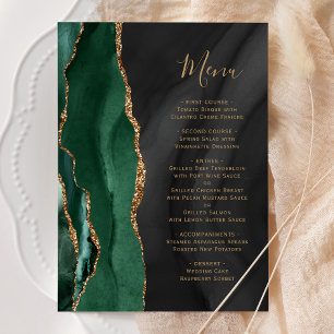 Emerald Grönt Guld Black Agate Bröllop Menu Meny