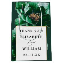 Emerald Grönt Guld Blommigt Modern Bröllop Tack