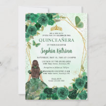 Emerald Grönt Guld Blommigt Princess Quinceañera